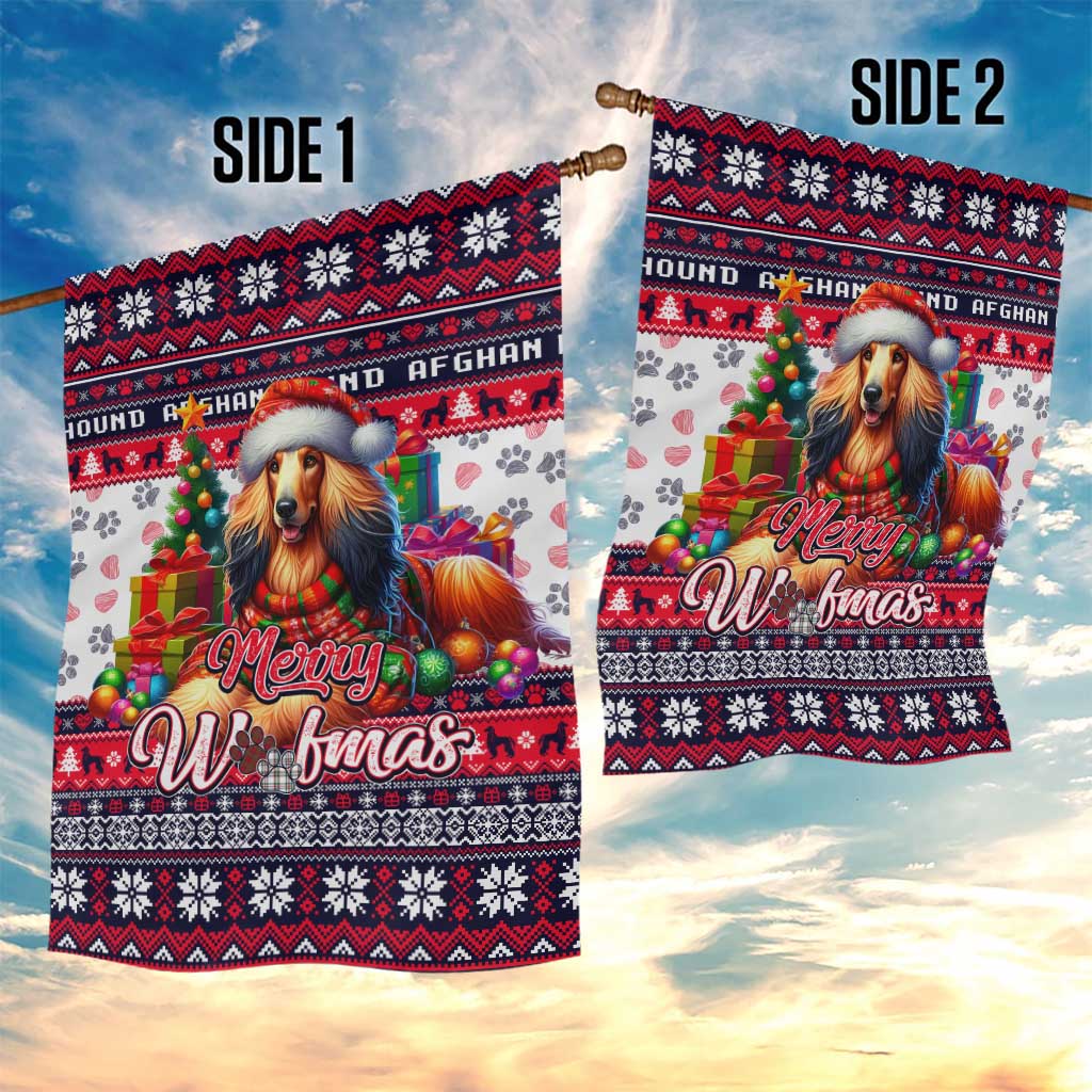 Afghan Hound Merry Woofmas Garden Flag Christmas Dog Art Style - Wonder Print Shop