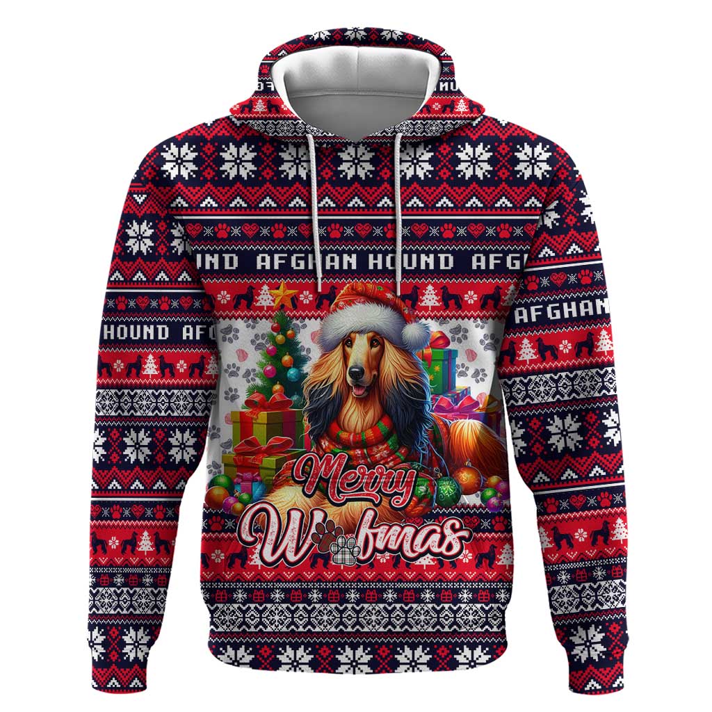 Afghan Hound Merry Woofmas Hoodie Christmas Dog Art Style - Wonder Print Shop