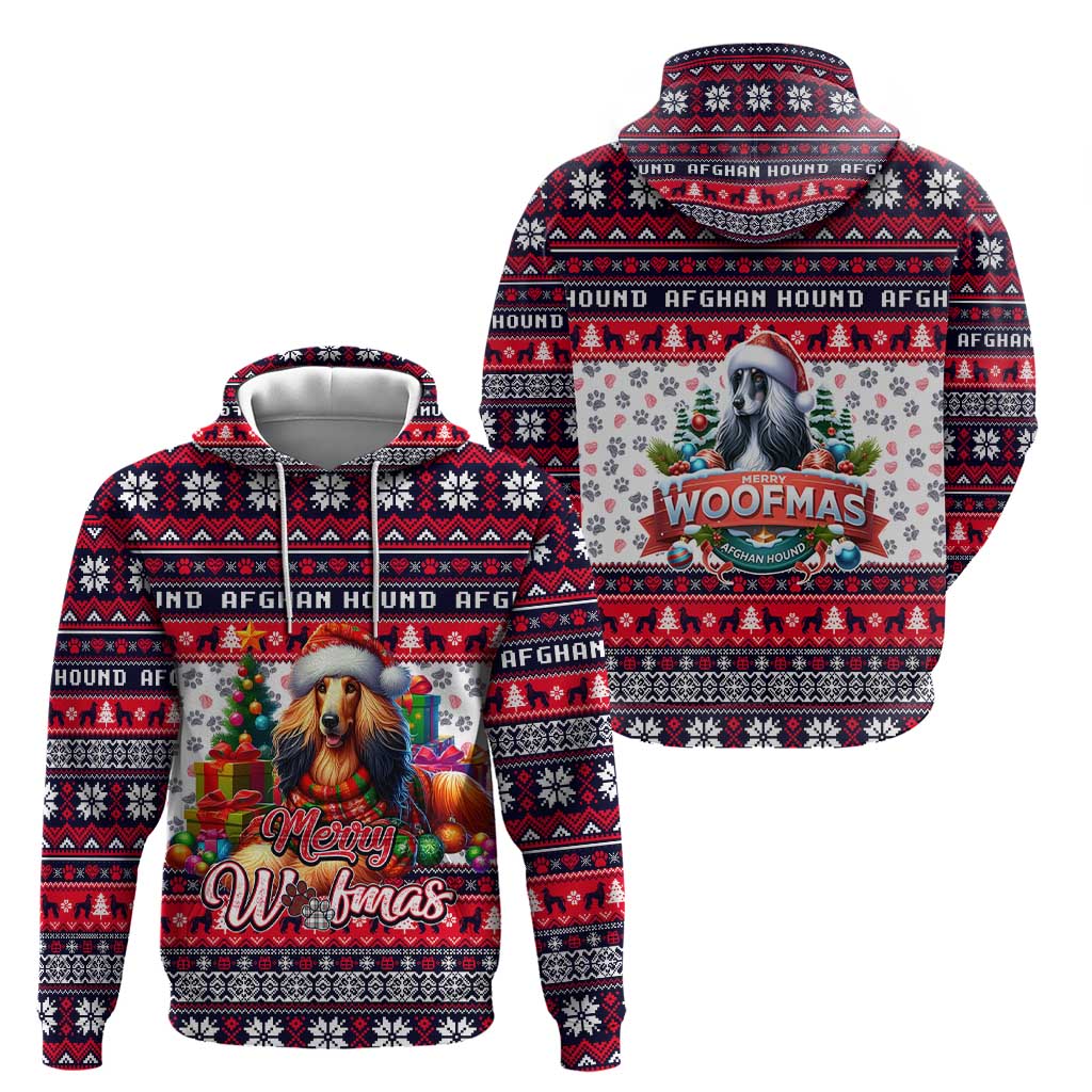 Afghan Hound Merry Woofmas Hoodie Christmas Dog Art Style - Wonder Print Shop