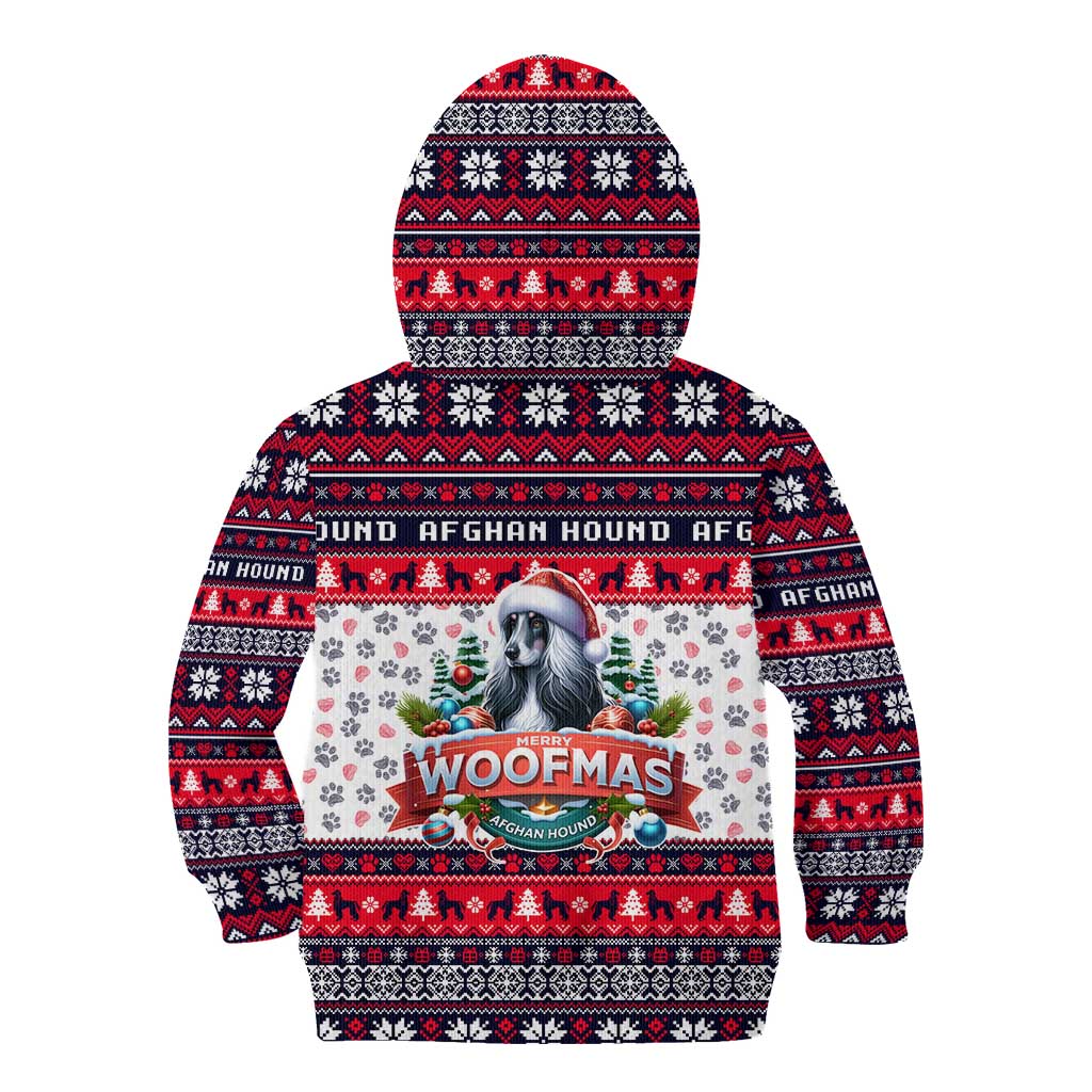 Afghan Hound Merry Woofmas Kid Hoodie Christmas Dog Art Style - Wonder Print Shop