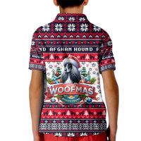 Afghan Hound Merry Woofmas Kid Polo Shirt Christmas Dog Art Style - Wonder Print Shop