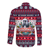 Afghan Hound Merry Woofmas Long Sleeve Button Shirt Christmas Dog Art Style - Wonder Print Shop