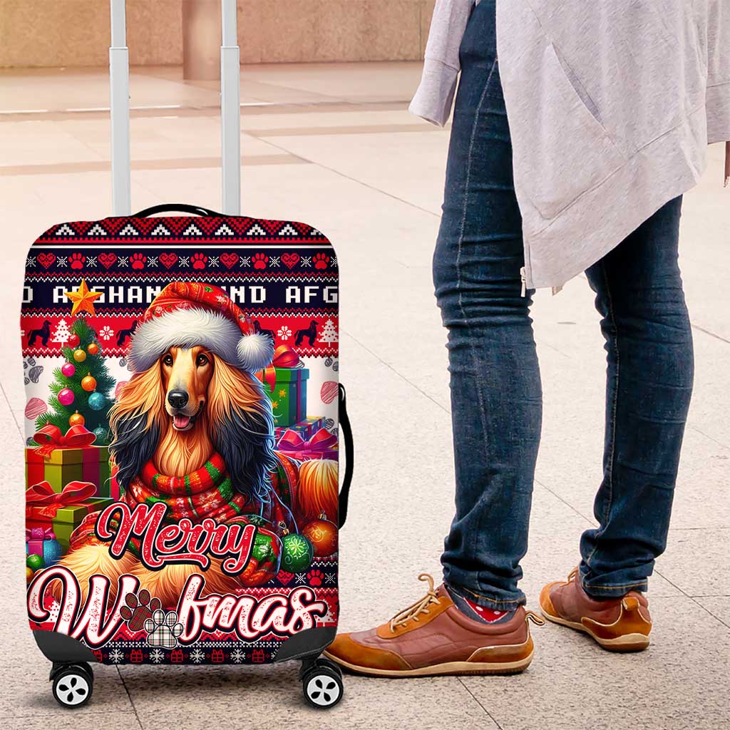 Afghan Hound Merry Woofmas Luggage Cover Christmas Dog Art Style - Wonder Print Shop