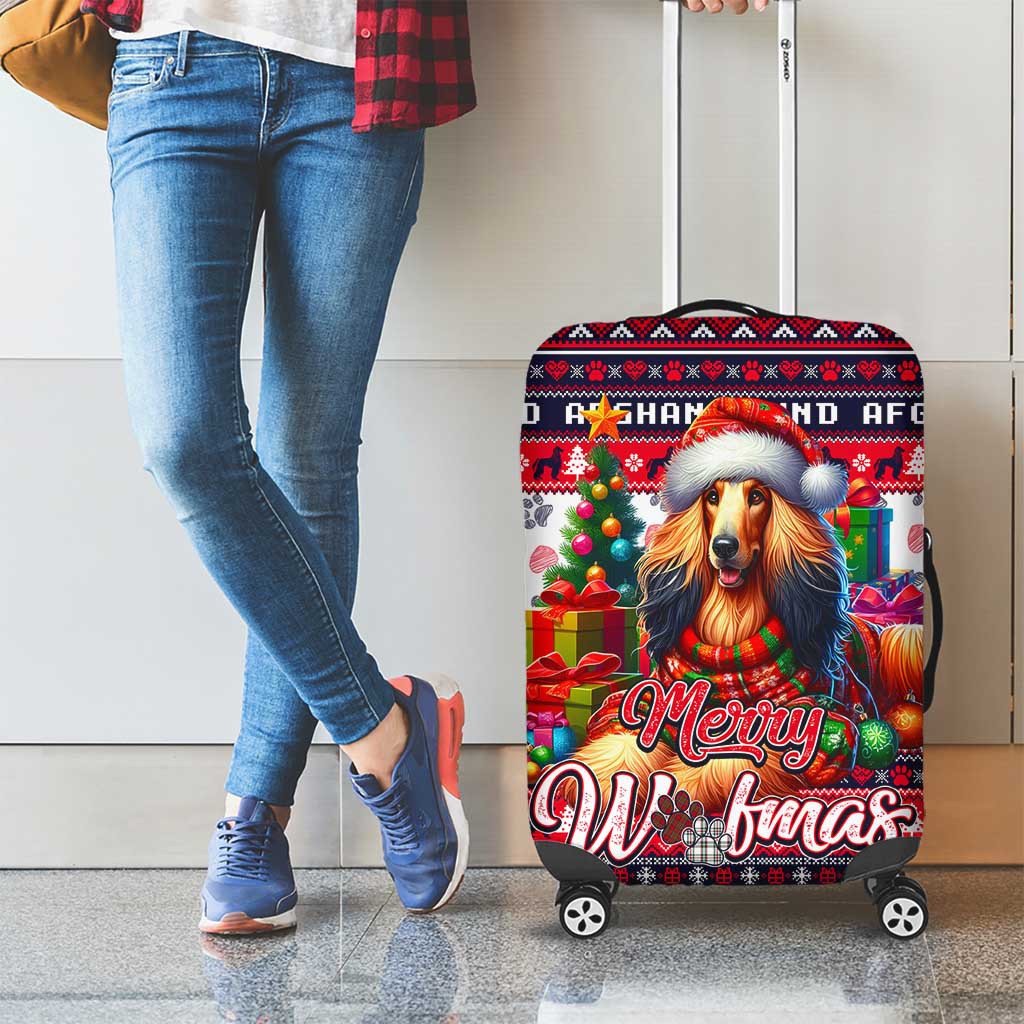 Afghan Hound Merry Woofmas Luggage Cover Christmas Dog Art Style - Wonder Print Shop