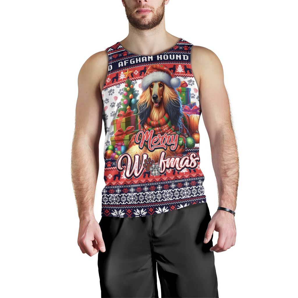 Afghan Hound Merry Woofmas Men Tank Top Christmas Dog Art Style - Wonder Print Shop