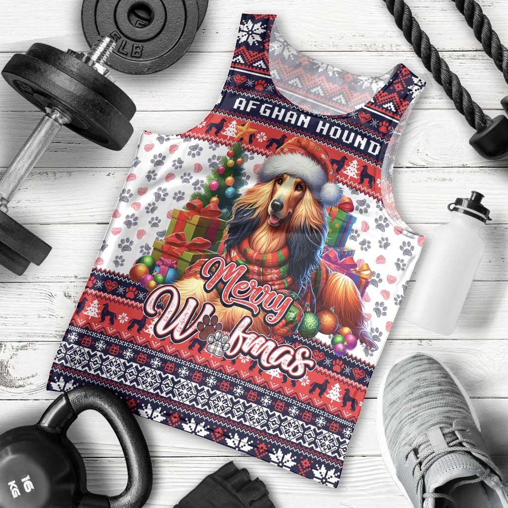 Afghan Hound Merry Woofmas Men Tank Top Christmas Dog Art Style - Wonder Print Shop