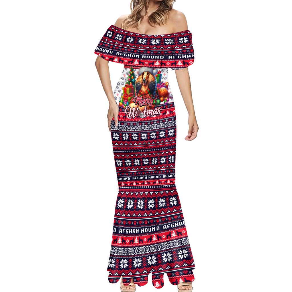 Afghan Hound Merry Woofmas Mermaid Dress Christmas Dog Art Style - Wonder Print Shop