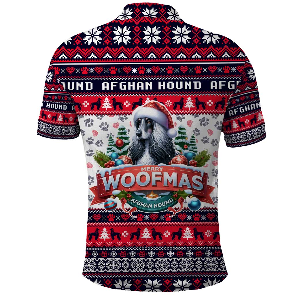 Afghan Hound Merry Woofmas Polo Shirt Christmas Dog Art Style - Wonder Print Shop