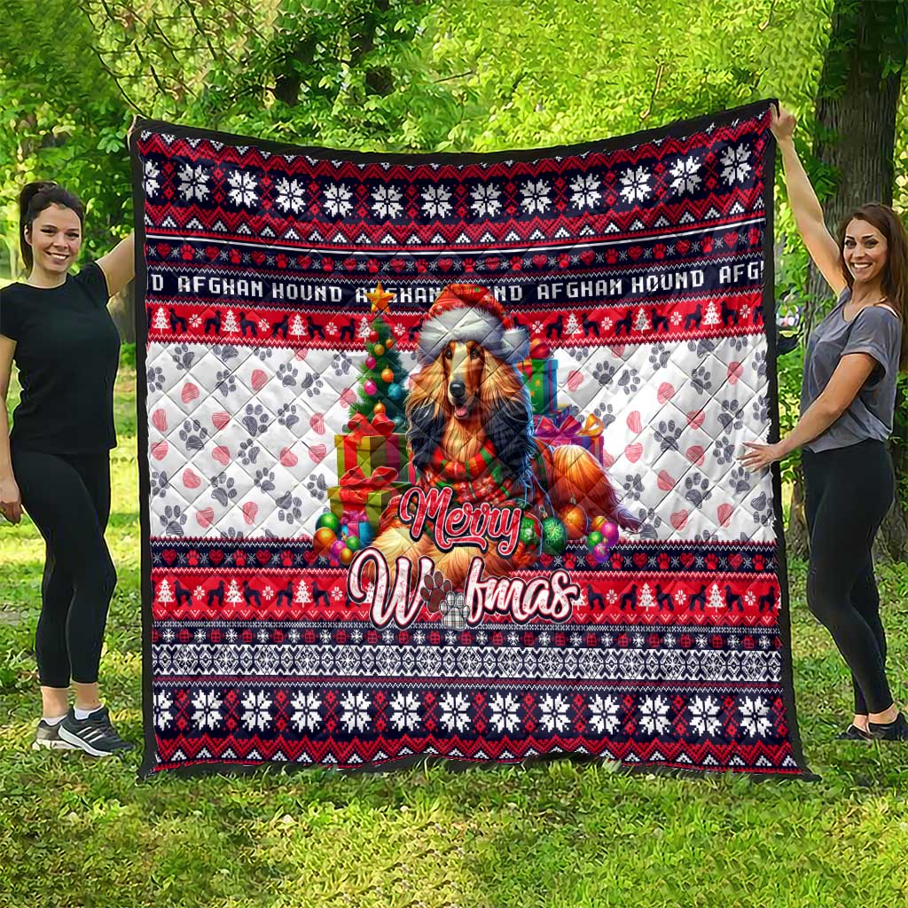 Afghan Hound Merry Woofmas Quilt Christmas Dog Art Style - Wonder Print Shop