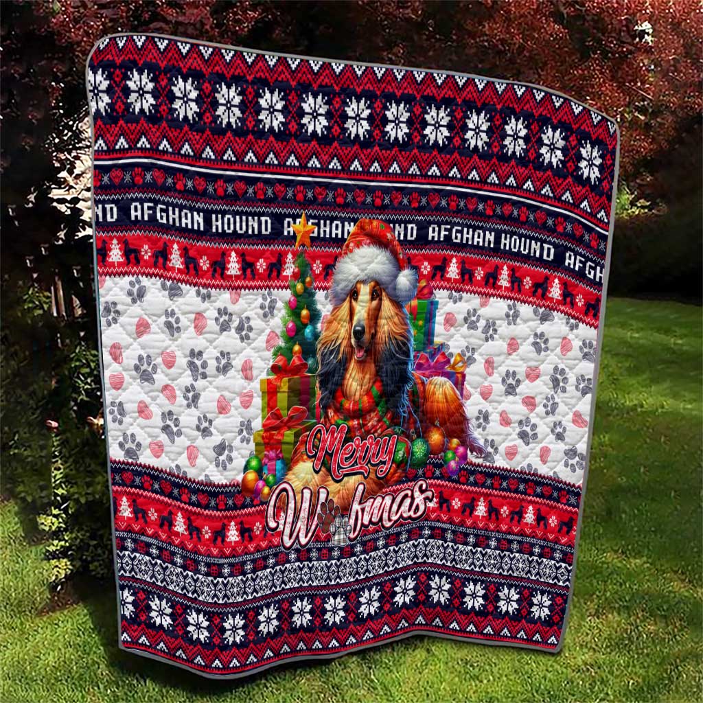 Afghan Hound Merry Woofmas Quilt Christmas Dog Art Style - Wonder Print Shop