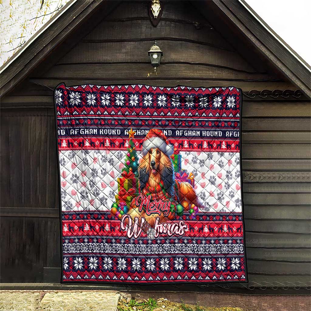 Afghan Hound Merry Woofmas Quilt Christmas Dog Art Style - Wonder Print Shop