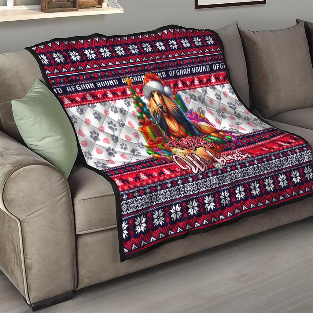 Afghan Hound Merry Woofmas Quilt Christmas Dog Art Style - Wonder Print Shop