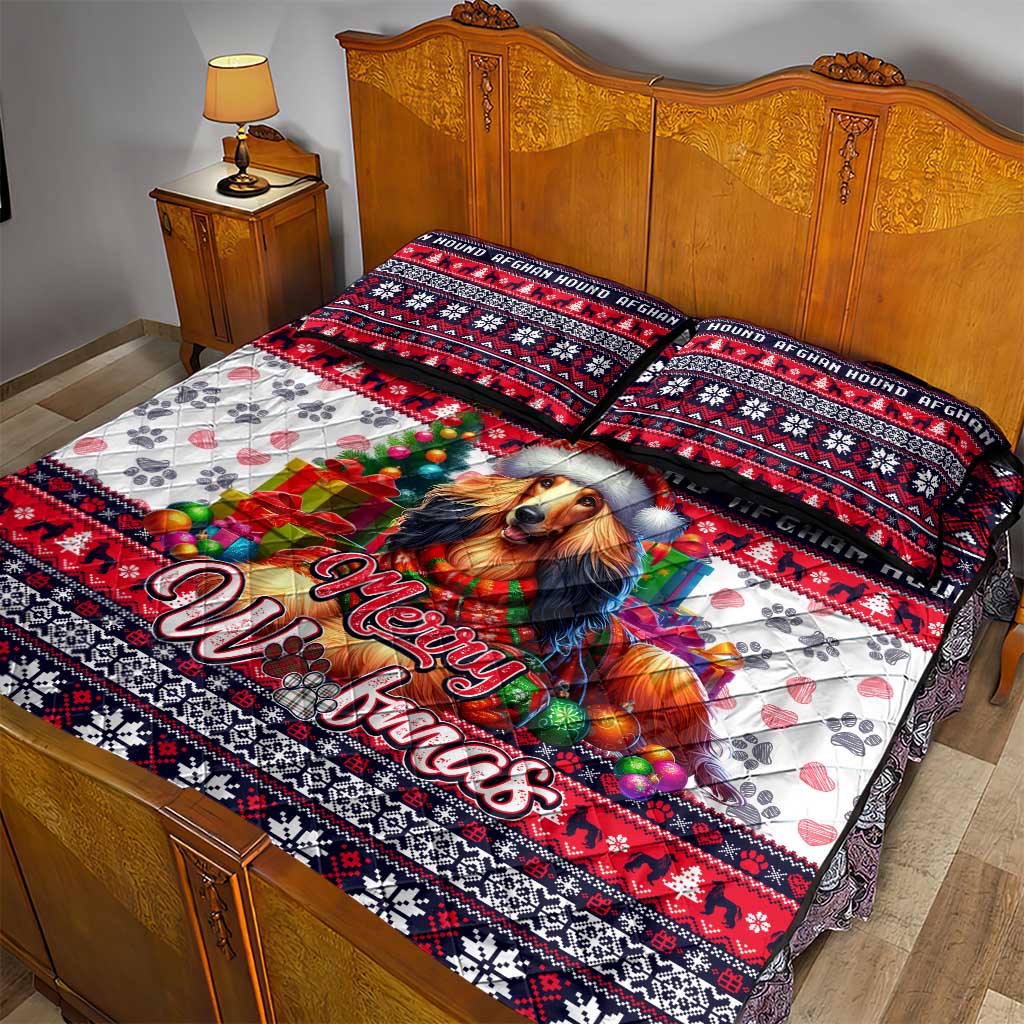 Afghan Hound Merry Woofmas Quilt Bed Set Christmas Dog Art Style - Wonder Print Shop
