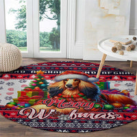 Afghan Hound Merry Woofmas Round Carpet Christmas Dog Art Style