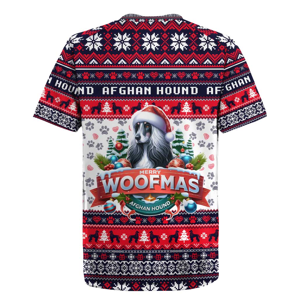 Afghan Hound Merry Woofmas Rugby Jersey Christmas Dog Art Style - Wonder Print Shop