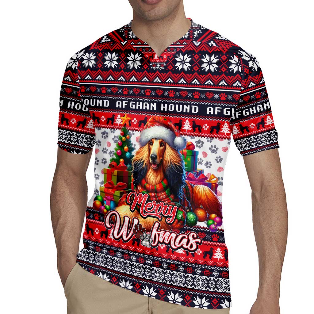 Afghan Hound Merry Woofmas Rugby Jersey Christmas Dog Art Style - Wonder Print Shop
