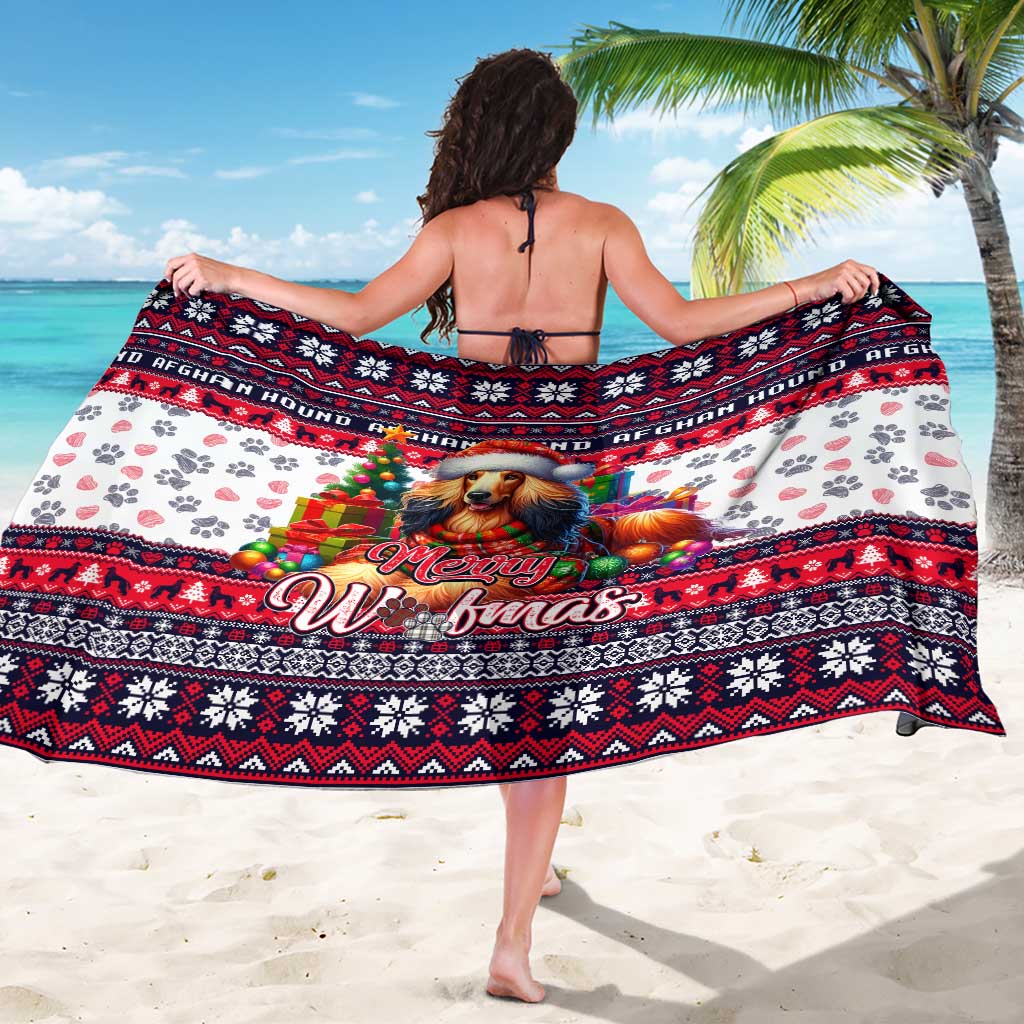 Afghan Hound Merry Woofmas Sarong Christmas Dog Art Style - Wonder Print Shop