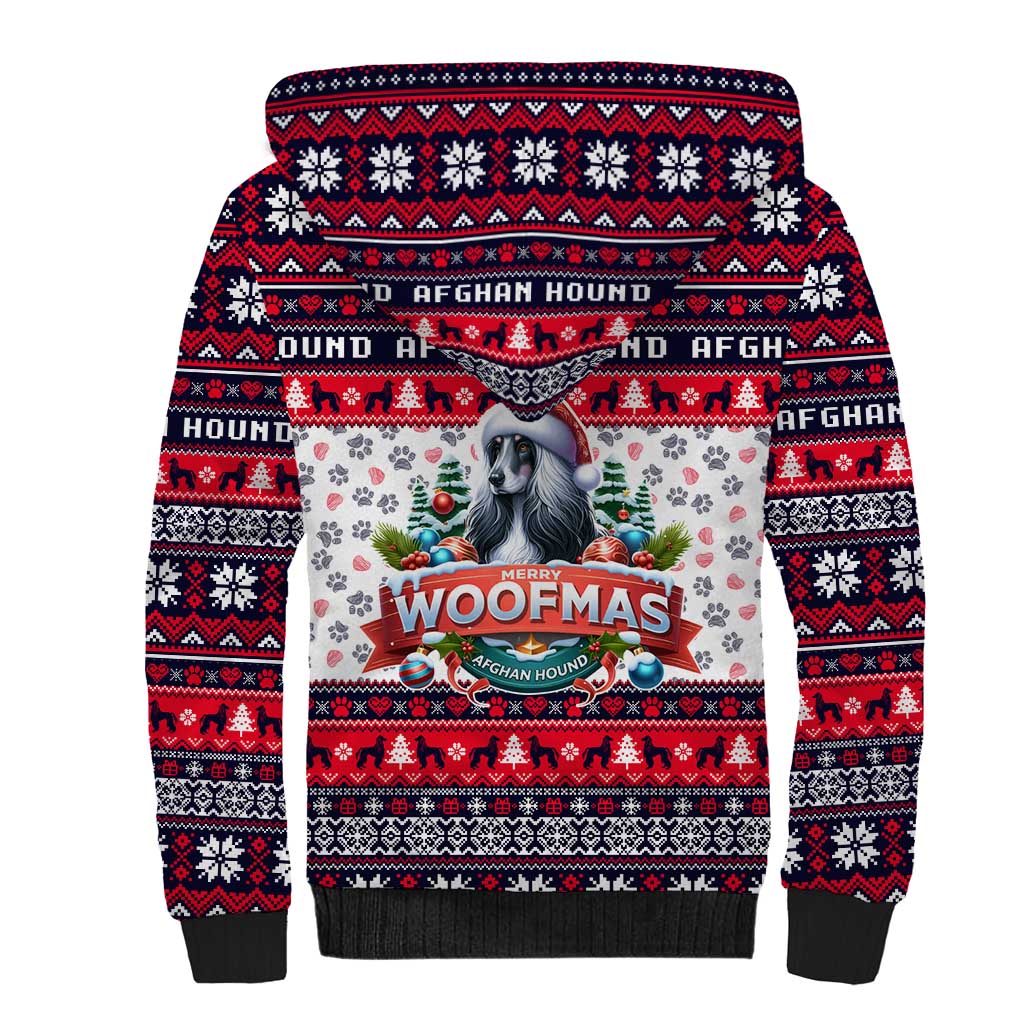 Afghan Hound Merry Woofmas Sherpa Hoodie Christmas Dog Art Style - Wonder Print Shop