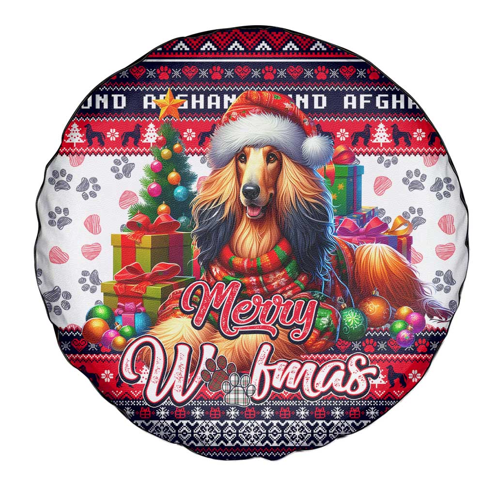 Afghan Hound Merry Woofmas Spare Tire Cover Christmas Dog Art Style - Wonder Print Shop