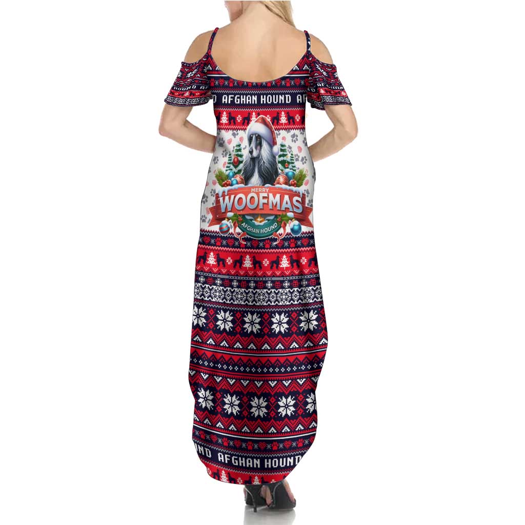 Afghan Hound Merry Woofmas Summer Maxi Dress Christmas Dog Art Style - Wonder Print Shop