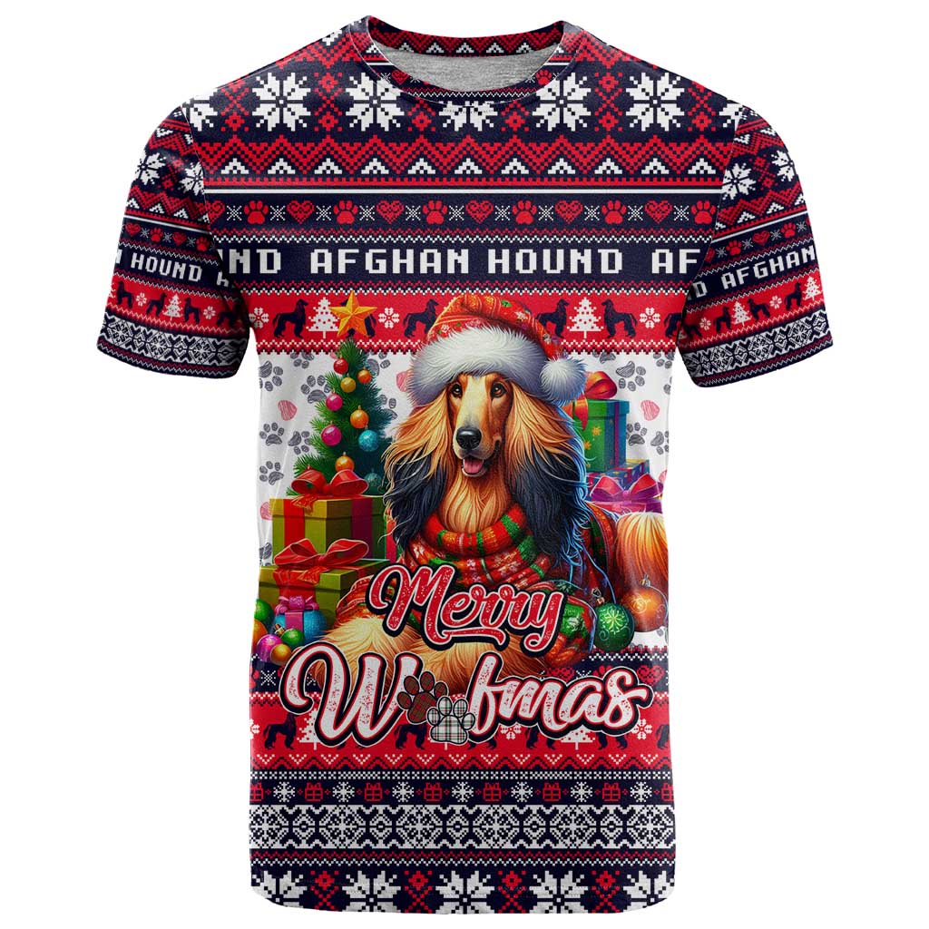 Afghan Hound Merry Woofmas T Shirt Christmas Dog Art Style - Wonder Print Shop