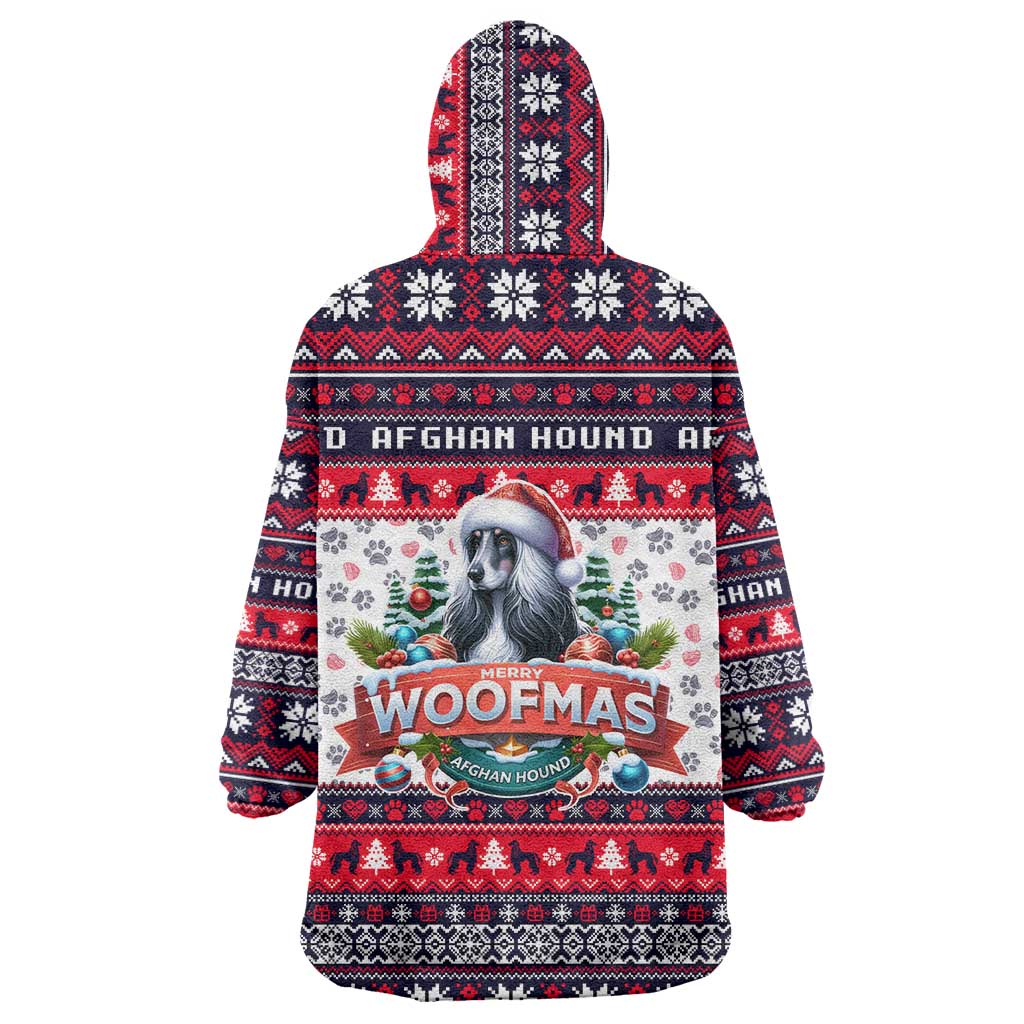 Afghan Hound Merry Woofmas Wearable Blanket Hoodie Christmas Dog Art Style - Wonder Print Shop