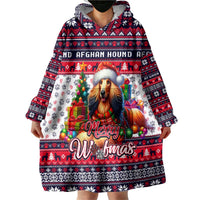 Afghan Hound Merry Woofmas Wearable Blanket Hoodie Christmas Dog Art Style - Wonder Print Shop