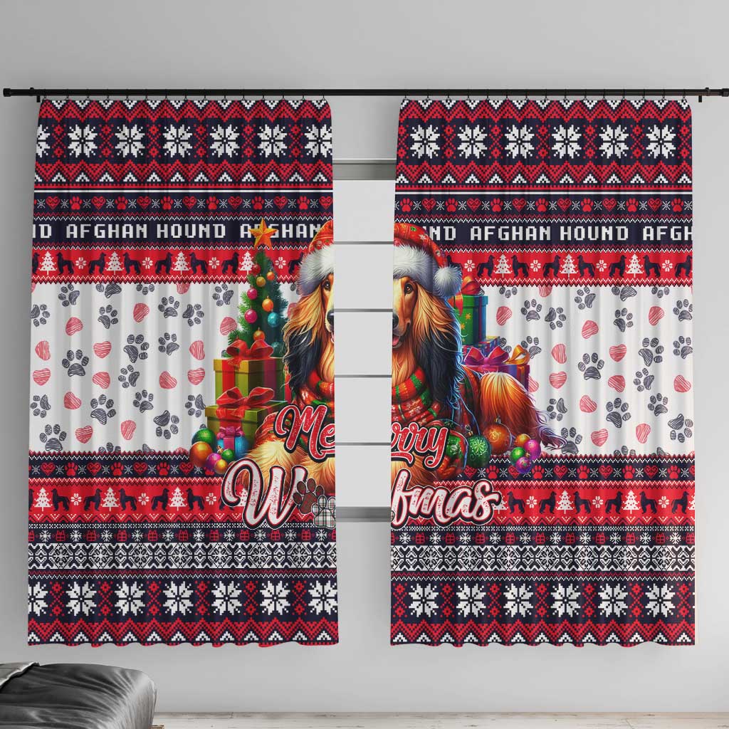 Afghan Hound Merry Woofmas Window Curtain Christmas Dog Art Style - Wonder Print Shop