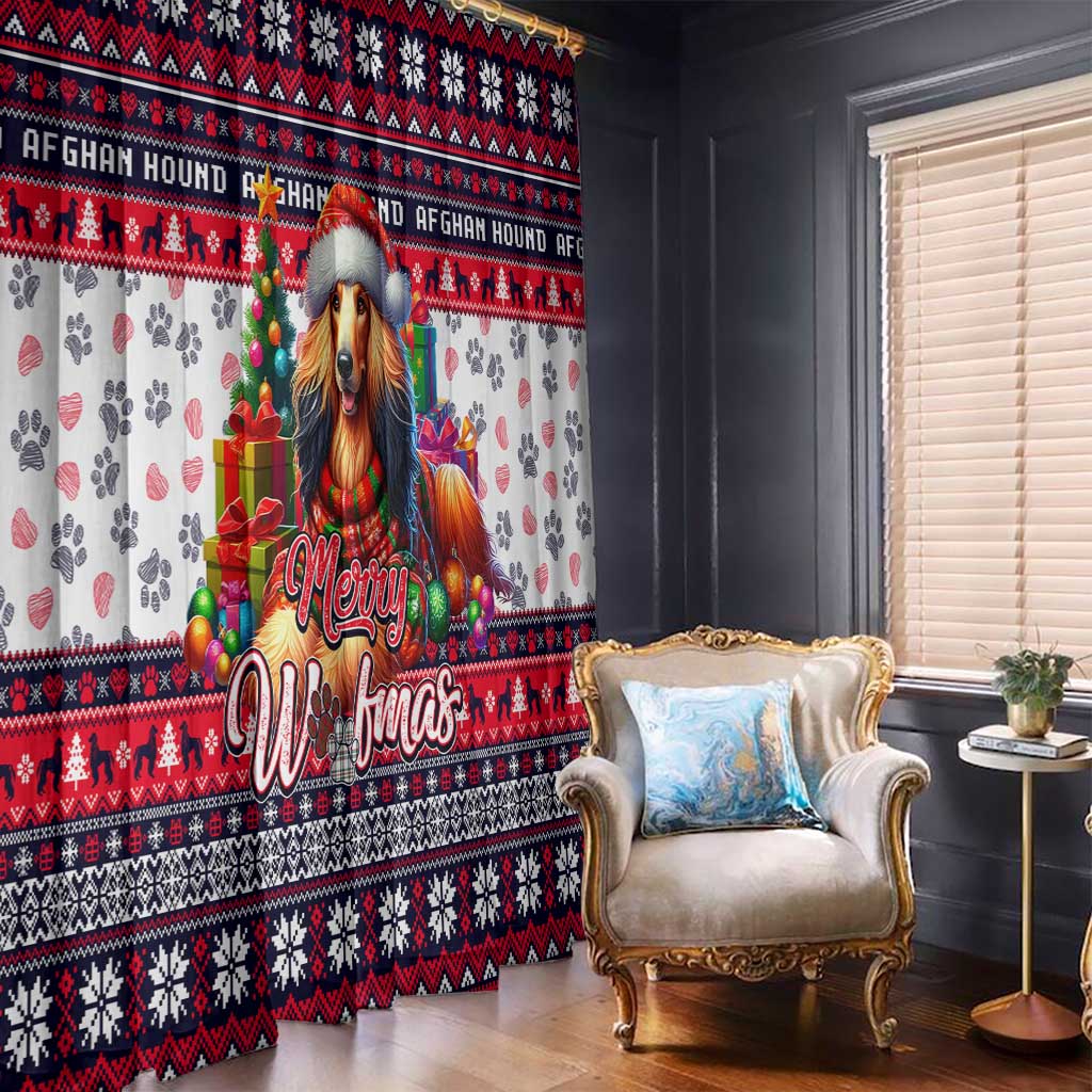 Afghan Hound Merry Woofmas Window Curtain Christmas Dog Art Style - Wonder Print Shop