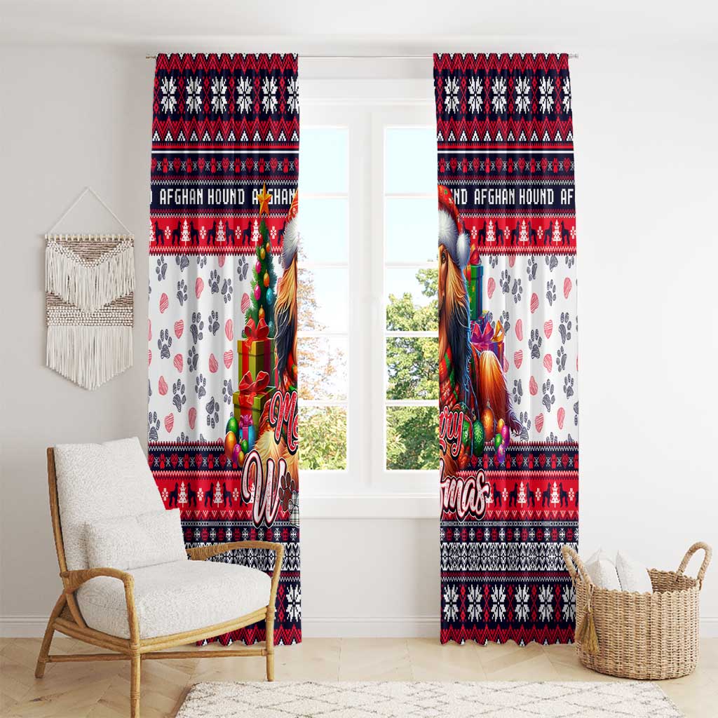 Afghan Hound Merry Woofmas Window Curtain Christmas Dog Art Style - Wonder Print Shop
