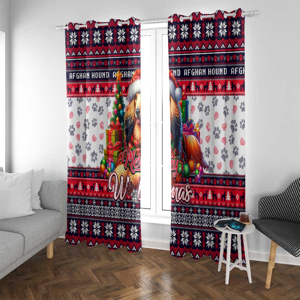 Afghan Hound Merry Woofmas Window Curtain Christmas Dog Art Style - Wonder Print Shop