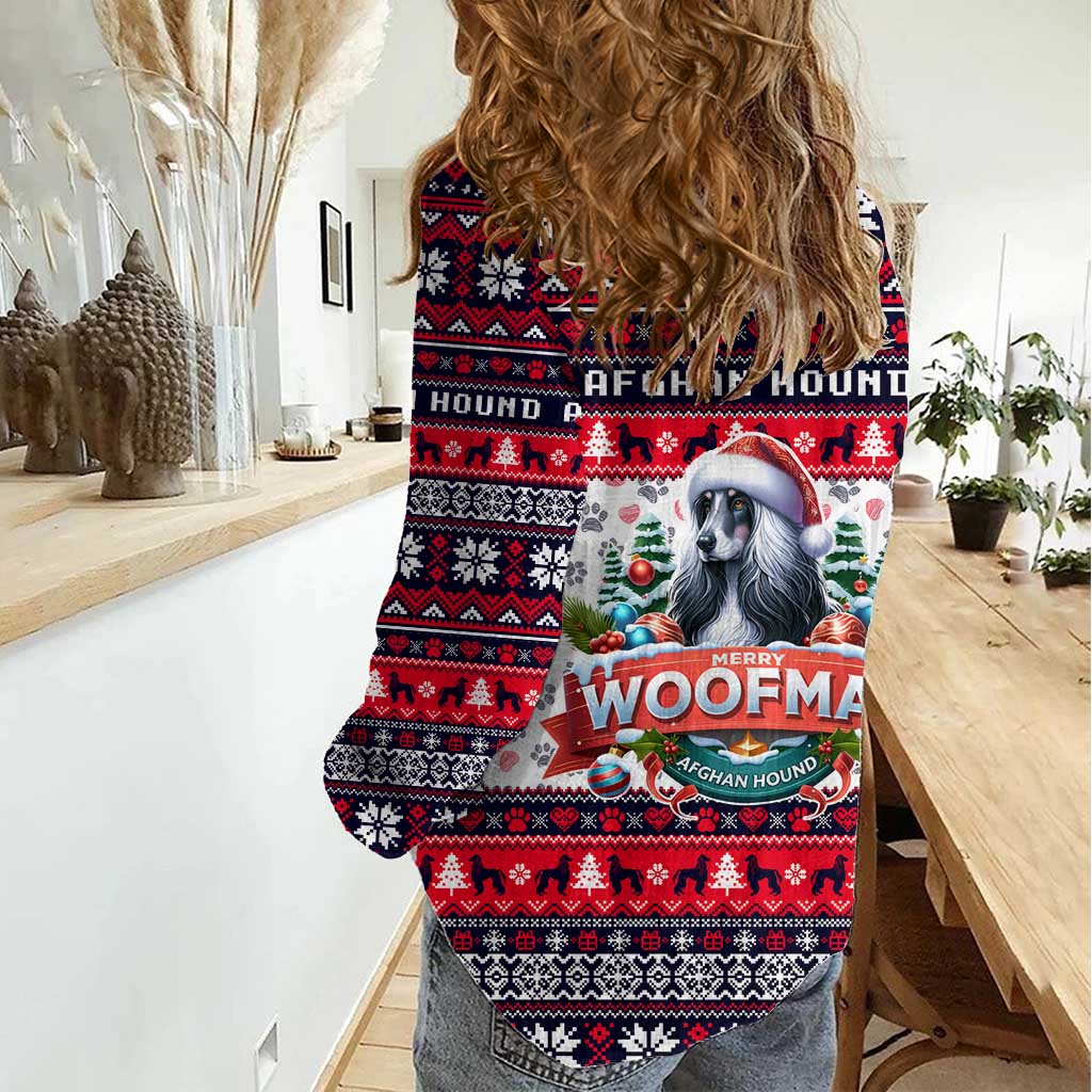 Afghan Hound Merry Woofmas Women Casual Shirt Christmas Dog Art Style - Wonder Print Shop