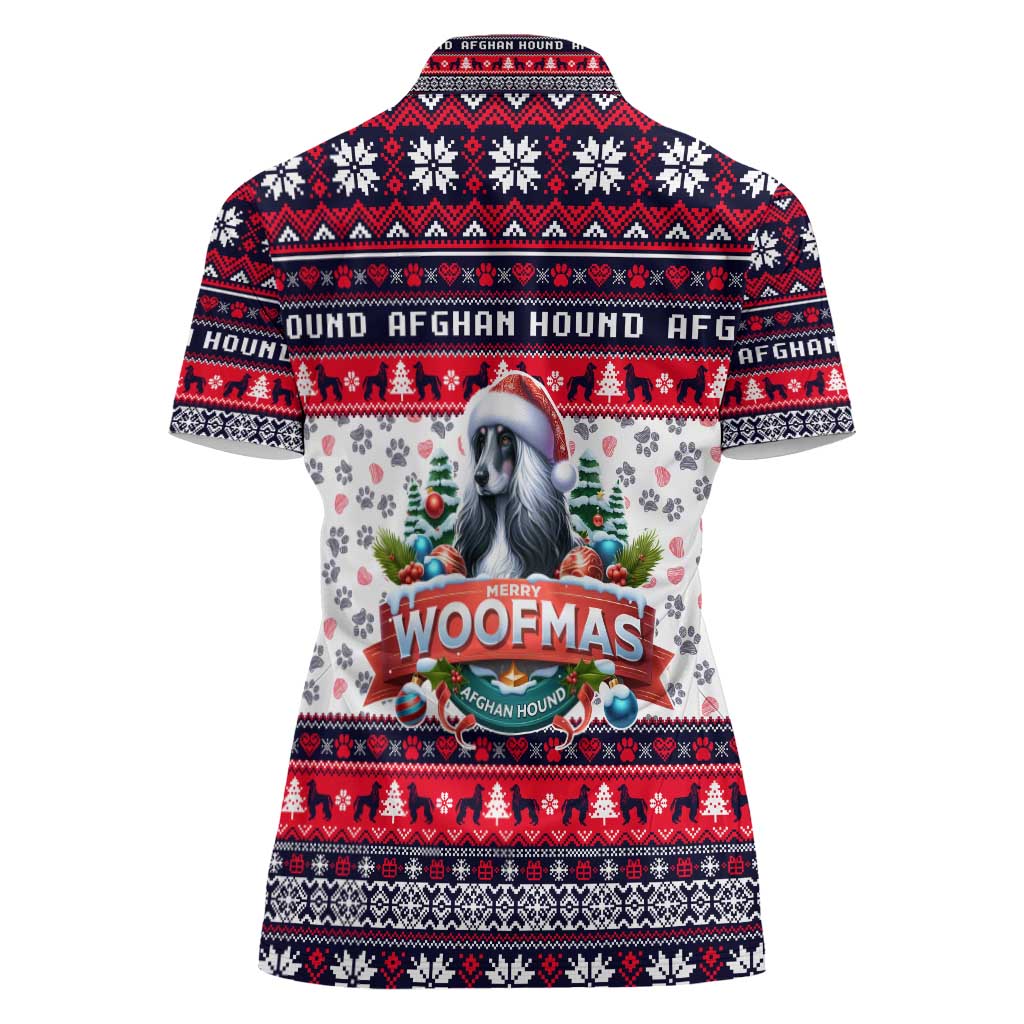 Afghan Hound Merry Woofmas Women Polo Shirt Christmas Dog Art Style - Wonder Print Shop