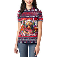 Afghan Hound Merry Woofmas Women Polo Shirt Christmas Dog Art Style - Wonder Print Shop