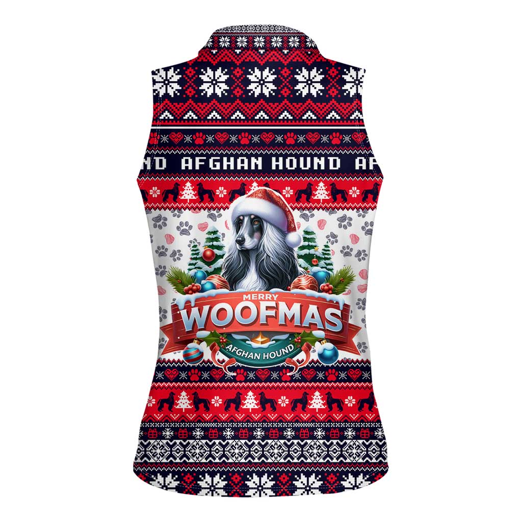 Afghan Hound Merry Woofmas Women Sleeveless Polo Shirt Christmas Dog Art Style - Wonder Print Shop