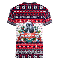 Afghan Hound Merry Woofmas Women V-Neck T-Shirt Christmas Dog Art Style - Wonder Print Shop