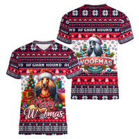 Afghan Hound Merry Woofmas Women V-Neck T-Shirt Christmas Dog Art Style - Wonder Print Shop