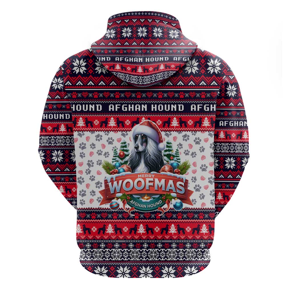 Afghan Hound Merry Woofmas Zip Hoodie Christmas Dog Art Style - Wonder Print Shop