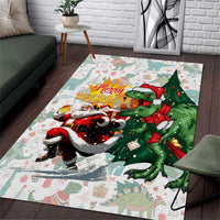 Cheer Santa Claus T-Rex Area Rug Merry Beermas Christmas - Wonder Print Shop