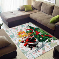 Cheer Santa Claus T-Rex Area Rug Merry Beermas Christmas - Wonder Print Shop