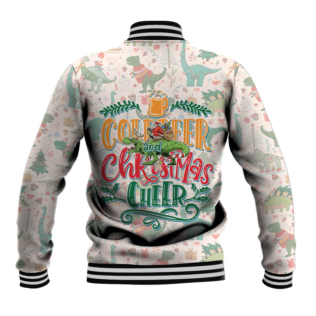 Cheer Santa Claus T-Rex Baseball Jacket Merry Beermas Christmas - Wonder Print Shop