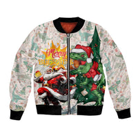 Cheer Santa Claus T-Rex Bomber Jacket Merry Beermas Christmas - Wonder Print Shop