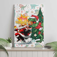 Cheer Santa Claus T-Rex Canvas Wall Art Merry Beermas Christmas - Wonder Print Shop