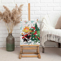 Cheer Santa Claus T-Rex Canvas Wall Art Merry Beermas Christmas - Wonder Print Shop