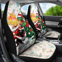 Cheer Santa Claus T-Rex Car Seat Cover Merry Beermas Christmas - Wonder Print Shop