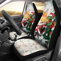 Cheer Santa Claus T-Rex Car Seat Cover Merry Beermas Christmas - Wonder Print Shop