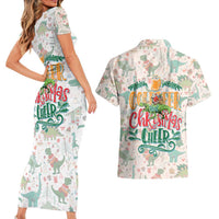 Cheer Santa Claus T-Rex Couples Matching Short Sleeve Bodycon Dress and Hawaiian Shirt Merry Beermas Christmas - Wonder Print Shop