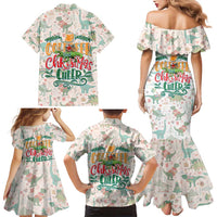 Cheer Santa Claus T-Rex Family Matching Mermaid Dress and Hawaiian Shirt Merry Beermas Christmas - Wonder Print Shop
