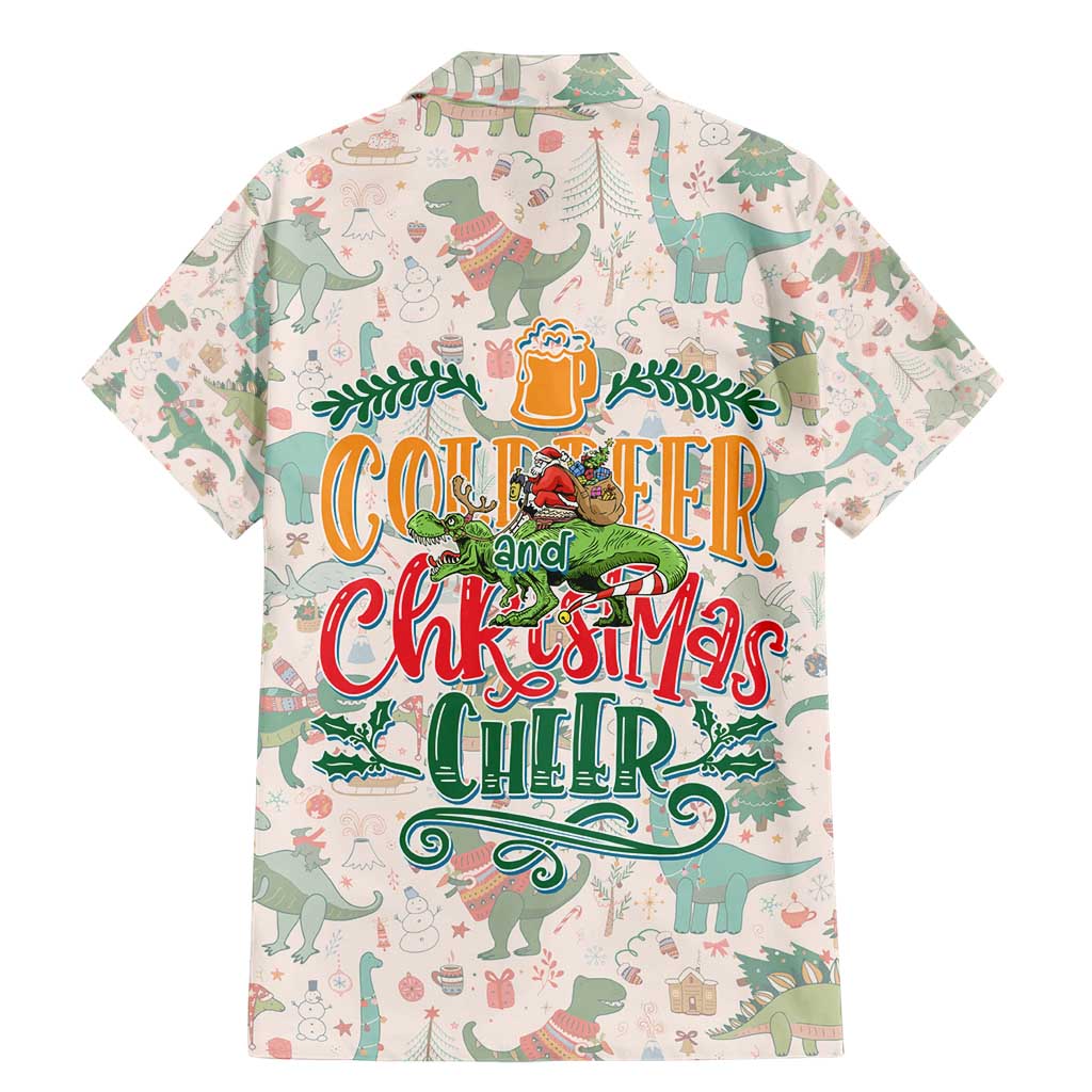 Cheer Santa Claus T-Rex Family Matching Mermaid Dress and Hawaiian Shirt Merry Beermas Christmas - Wonder Print Shop