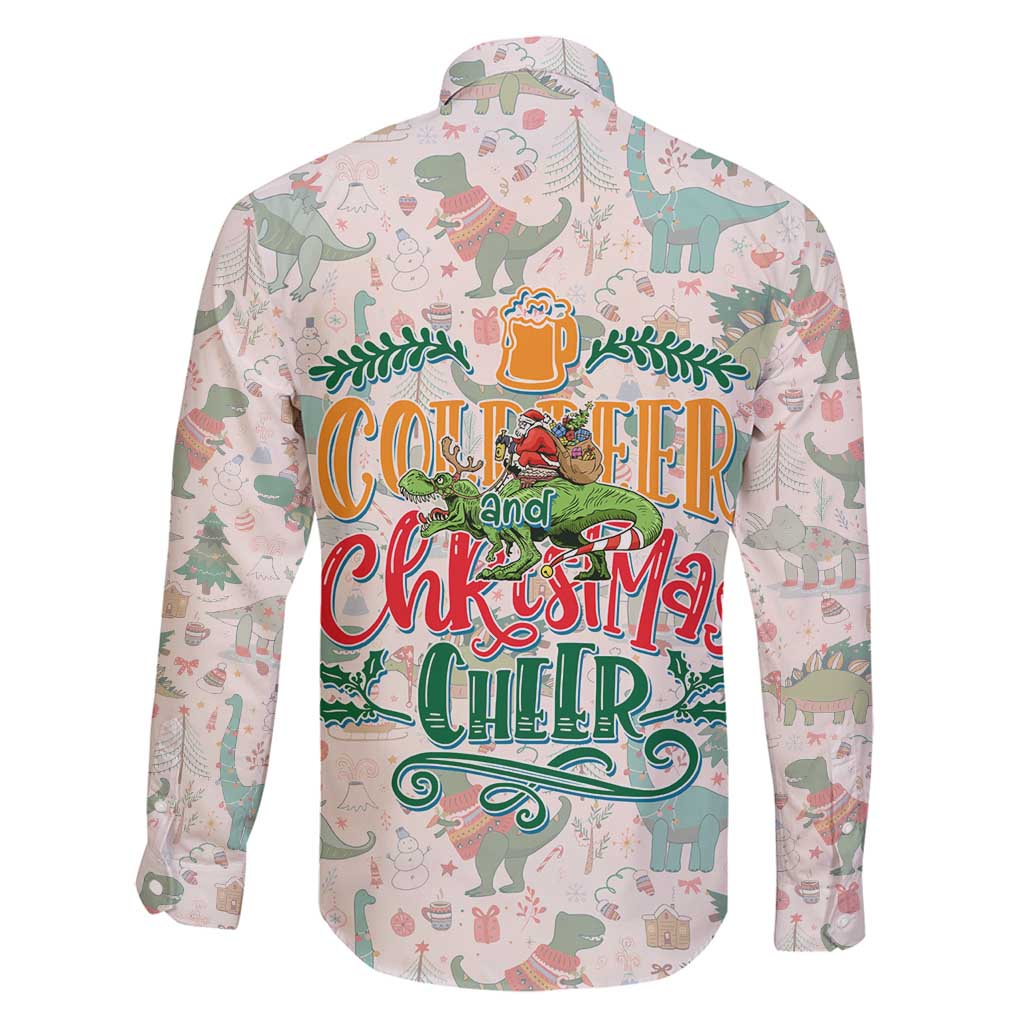 Cheer Santa Claus T-Rex Family Matching Mermaid Dress and Hawaiian Shirt Merry Beermas Christmas - Wonder Print Shop